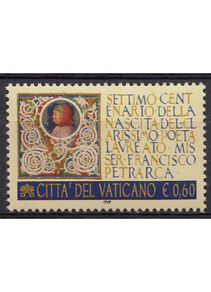 2004 Vaticano 7° Centenario Nascita Petrarca 1 Valore Sassone 1371